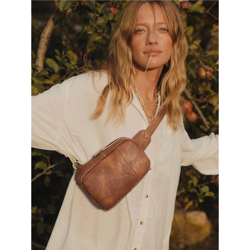 Telena Brown Vegan Leather Sling Bag Crossbody Reversible BBOK-113 NEW
